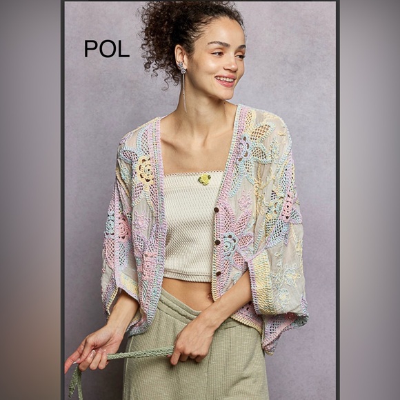BP224-7💙💚POL perfection batwing Sleeve button front  cardi in pink+blue+-elegant - Picture 2 of 10
